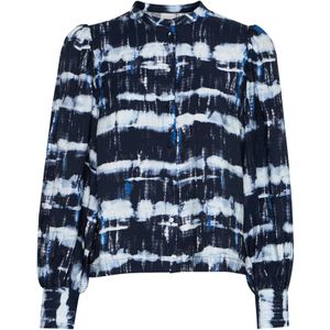 ICHI Blouse 'VARIEL'  blauw / navy / lichtblauw / donkergrijs