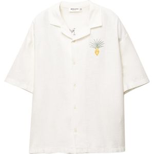 Pull&Bear Overhemd 'SANTA MONICA'  geel / lichtrood / zwart / wit