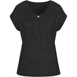 Lascana Shirt - Korte Mouwen - Zwart - Viscosekwaliteit - Sierknoop