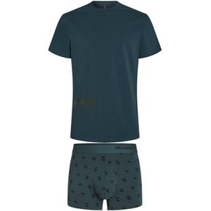 Karl Lagerfeld Pyjama kort 'Ikon'  cyaan blauw / zwart