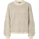 Pieces - Pcjenna Ls O-neck Knit Noos - Trui - Whitecap Gray/greige - Dames