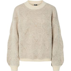 Pieces - Pcjenna Ls O-neck Knit Noos - Trui - Whitecap Gray/greige - Dames