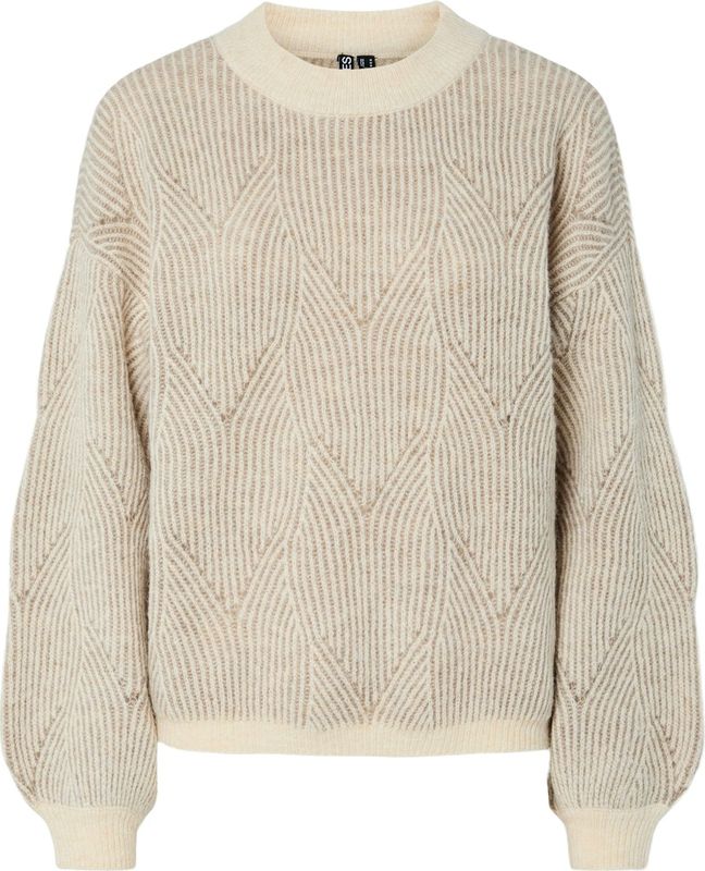 Pieces - Pcjenna Ls O-neck Knit Noos - Trui - Whitecap Gray/greige - Dames