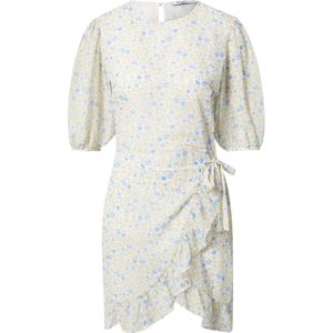 NA-KD Jurk 'Frilled'  lichtblauw / pasteelgeel / lichtgroen / wit