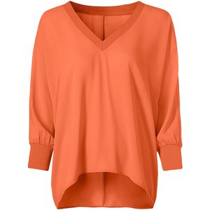 Heine - Blouse - Oranje - Lange Mouwen - V-hals - 100% Polyester