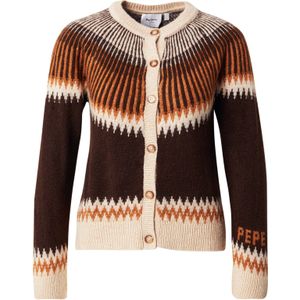 Pepe Jeans Gebreid vest 'Cissy'  ecru / donkerbruin / oranje