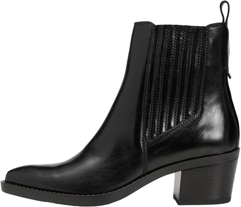 Marc O'Polo - Enkellaarsjes - Zwart - Leer - Blokhak