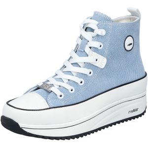 Rieker - High Top Sneakers - Lichtblauw/Wit - Vegan Verwerking - Plateau