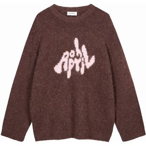 OH APRIL - Moani - Trui - Bruin Gemêleerd/Rosa - Lange Mouw