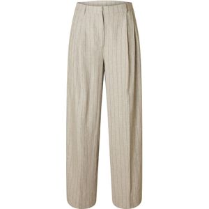 Selected Femme - Slfvilka SUN HW Extra Wide Pant - Beige - Wijde Linnen Broek voor Dames