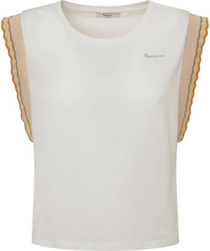 Katoenen T-shirt - Wit - Biologisch Katoen - Casual Stijl - Vlindermouw met Lurex