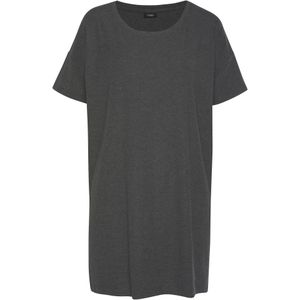 Donkergrijs Nachthemd - Zachte Ribkwaliteit - Ronde Hals - Korte Mouwen
