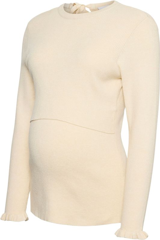 Gebreide Pullover - Regular Fit - O-hals - Lange Mouwen - Knoop Detail - Voedingsfunctie