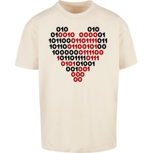 F4NT4STIC Shirt 'I Love You 01001001 Binary Code Herz Valentinstag'  sand / rood / zwart