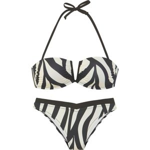 Look - Dierenprint - Beugelbikini - Zwart/crème - Met Sluiting Achter