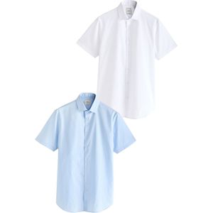 Next Overhemd 'Easy Care'  lichtblauw / wit