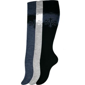 Cotton Prime Kniekousen  blauw / grijs gemêleerd / zwart / wit