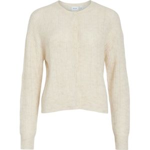 VILA - Gebreid Vest - Beige - Lange Mouw - Ronde Hals