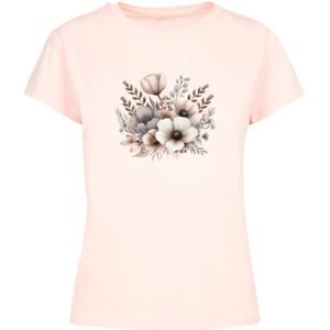 F4NT4STIC Shirt 'Blumenstrauß Boho'  grijs / pastelroze / wit