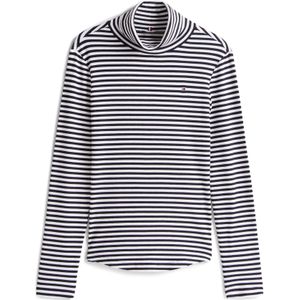 TOMMY HILFIGER - Shirt - Navy/Wit - Slanke Pasvorm - Lange Mouw