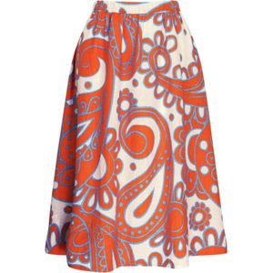 Strokenrok - Paisley - Katoen - Knielengte - Normale Pasvorm