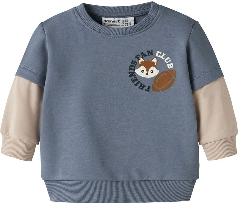 NAME IT Sweatshirt 'NBMSUMO'  crème / duifblauw / gemengde kleuren