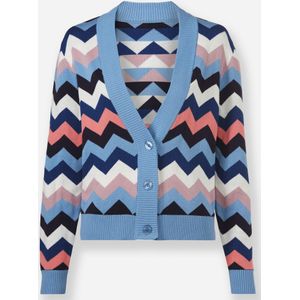 heine - Cardigan - Hemelsblauw/Flamingo - Knoopsluiting - Lange Mouwen