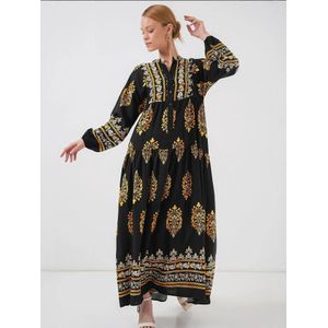 Bigdart Jurk  goudgeel / oranje / zwart / wit