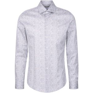 Seidensticker - Businessoverhemd - Middenblauw - Slim 1/1 Kentkraag - Bloemen