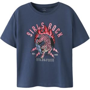 NAME IT - NKFKASSANDRA - T-shirt - Enziaan - Oudroze - Rood - Zwart