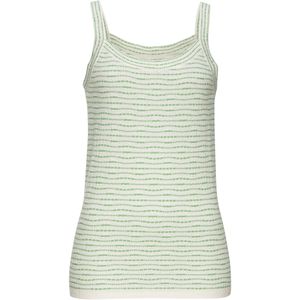 Vivance - Gebreide Top - Crème/groen - Mouwloos - Lichte Tricotkwaliteit