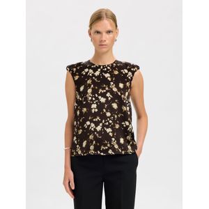 SELECTED Blouse  donkerbruin / wit