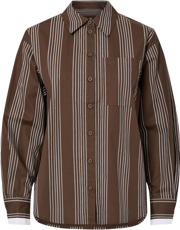 PIECES - PCJAMIE - Blouse - Bruin - Lange Mouw - Wijde Pasvorm