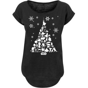 F4NT4STIC Shirt 'Star Wars Christmas Tree'  zwart / wit