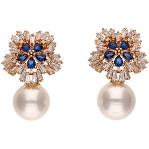 faina Oorbellen  blauw / rose-goud