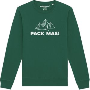 Watapparel Sweatshirt ' Pack mas! '  donkergroen / wit gemêleerd