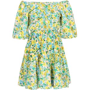 swirly Zomerjurk 'Spring Summer'  azuur / geel / rosa / wit