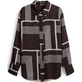 Someday - Blouse 'Zisi' - Donkerbruin/Wit - Klassieke Blouse