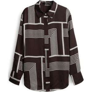Someday - Blouse 'Zisi' - Donkerbruin/Wit - Klassieke Blouse