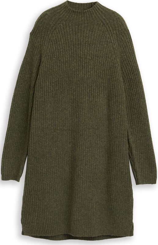 Tom Tailor Denim - Gebreide Jurk - Knielang - Ribbreisel - Lange Mouwen