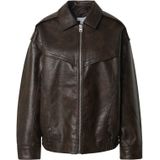 Tsanna - Leren Jas - Korte Mouwen - Gespreide Kraag - Ritssluiting