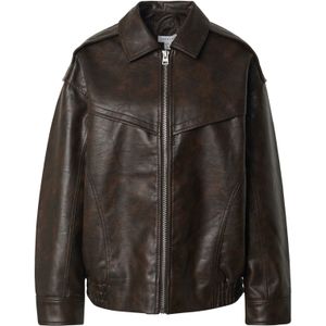 Tsanna - Leren Jas - Korte Mouwen - Gespreide Kraag - Ritssluiting