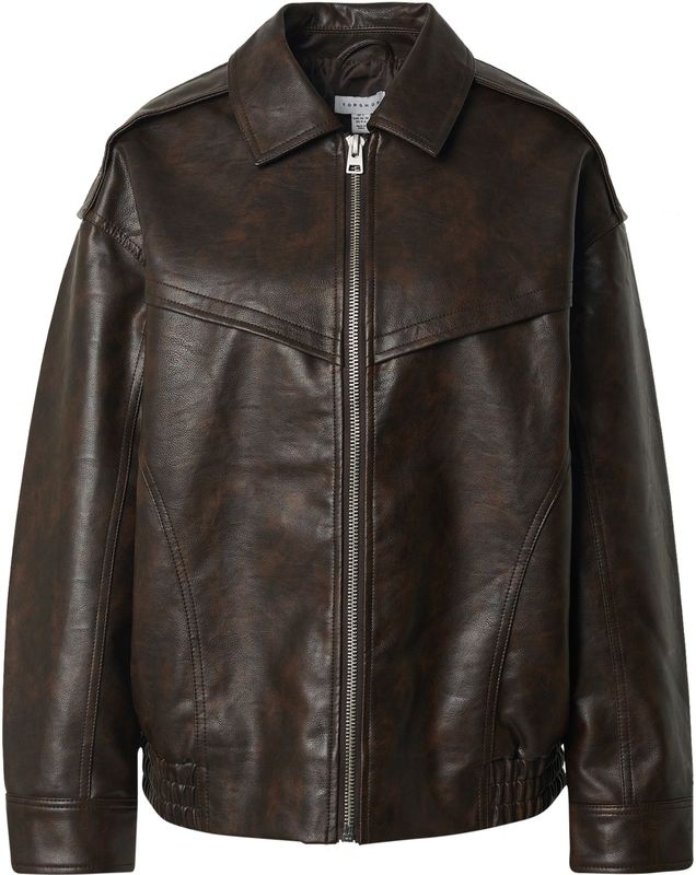 Tsanna - Leren Jas - Korte Mouwen - Gespreide Kraag - Ritssluiting