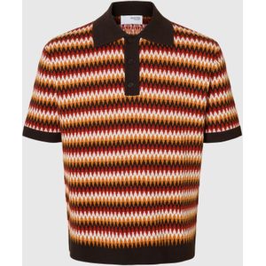 SELECTED Trui  donkerbruin / oranje / bloedrood / wit