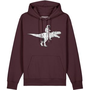 Watapparel Sweatshirt ' Astronaut on T-Rex '  donkerrood / zwart / wit