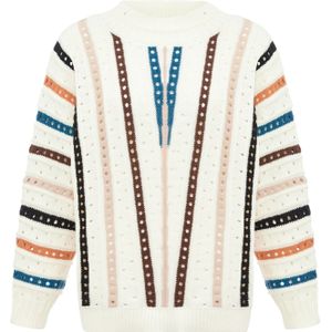 IZIA Trui  donkerbruin / petrol / zwart / wit