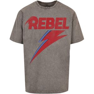 F4NT4STIC Shirt 'David Bowie Distressed Rebel'  donkergrijs