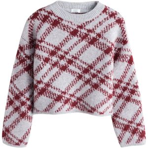 Next Trui  lichtgrijs / bourgogne