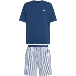 Karl Lagerfeld Pyjama kort 'Ikon'  donkerblauw / wit