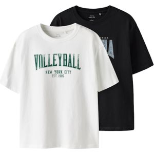 NAME IT - NKMVALIX - T-shirt - Opaal - Zwart - Wit - 2 Pack